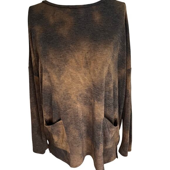 Yahada Brown Tie Dye Cozy & Soft Fall Sweatshirt women’s size large - Picture 2 of 8
